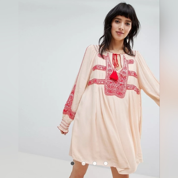 Free People wind willow mini cashmere cream dress S - Picture 8 of 10